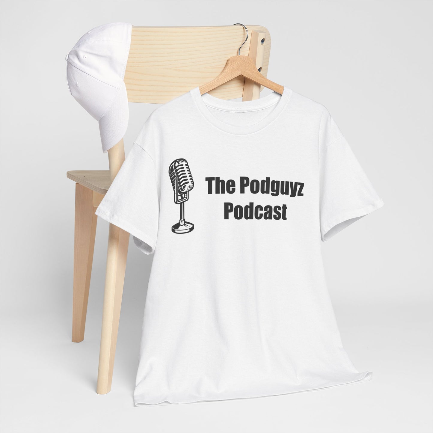 The "Classic White" PODGUYZ PODCAST t-shirt